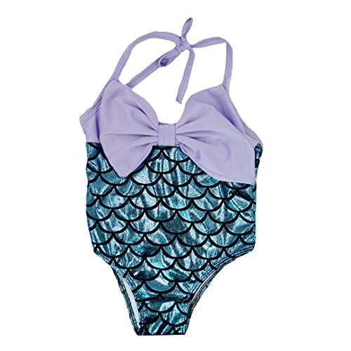 Aisa One-piece Children Mermaid Bikini Sequin Costume Swimsuit with Headband