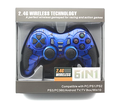 C-Zone 6 in 1 2.4G Wireless Technology Gamepad/Game Controller for PC/PS1/PS2/PS3/PC360/Android TV/TV Box/PC/Tablet-Blue