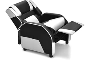 ARLIME Kids Recliner, PU Leather Kid Lounge Chair w/Footrest, Armrest, Headrest & Lumbar Support, Adjustable Gaming Toddler Sofa Armchair for Boys Girls (White)