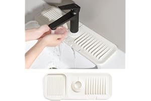 Gelecek Kitchen Sink Splash Guard, 14.6” x 5.5“ Silicone Sink Faucet Mat, Sink Draining Pad Behind Faucet, Faucet Splash Catc