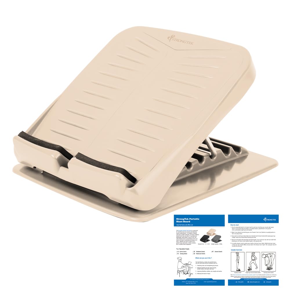 Photo 1 of StrongTek Plastic Calf Stretch Board, Slant Board for Stretching, 5-Level Adjustable Incline, Durable ABS Material, Non-Slip Surface for Physical Therapy & Flexibility Training