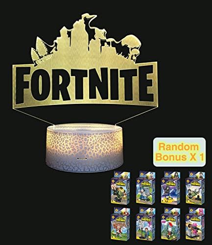 Battle Royale Game Lamps with Bonus Minifigure 3D Stereo Vision & Touch Button Artwork Light for Fortress Battleroyal Players Modelling Night Light