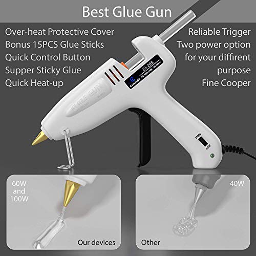 Camelot Hot Melt Glue Gun Kit: Professional Industrial High Temperature Hot Melt Glue Gun w/Switch + 15 Glue Sticks| Dual 60/100W Fast Heating DIY, Crafts, Decoration, Jewelry & Woodworking Glue Gun