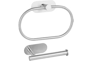 Self Adhesive Toilet Paper Roll Holder and Hand Towel Ring Set for Bathroom - 304 Stainless Steel Towel Ring Hand Towel Rack 