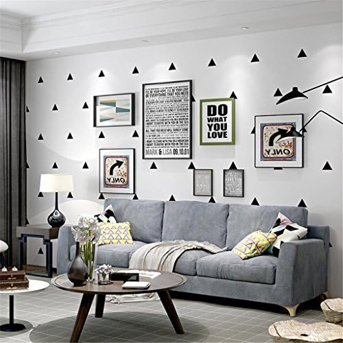 Nordic style wallpaper/ins modern minimalist geometry black and white triangle/living room, bedroom, TV background wall paper, 0.53*10m WEIQI