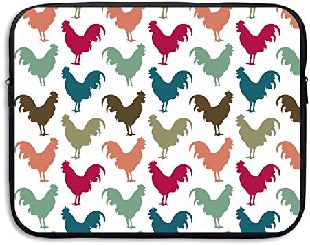 Colorful Cock Pattern Laptop Sleeve Egiant Waterproof Protective Fabric Notebook Bag Case 13 Inch