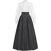 NSPSTT Victorian Edwardian Dress for Women 1800s Dress for Women Renaissance Costume Blouse Skirt 2PC Outfits