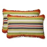 Pillow Perfect Outdoor Roxen Stripe Citrus Rectangular Throw Pillow, Set of 2
