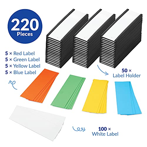 Fulmoon 50 Pcs Magnetic Label Holders - 4x2 Inch C Channel With Inserts & Protectors For Shelves & Cabinets - View #2