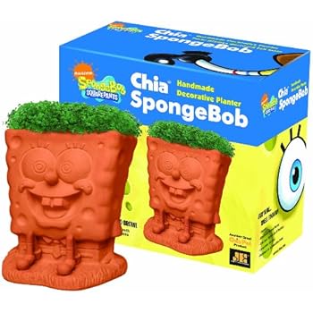 Chia Pet SpongeBob with Seed Pack, Decorative Pottery Planter, Easy to Do and Fun to Grow, Novelty Gift, Perfect for Any Occasion
