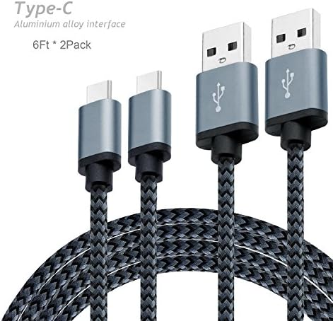 USB Type C Cable, 6Ft, 2 Pack, Novanco Nylon Braided Long Cord USB Type A to C Fast Charging Data Cable for MacBook, LG G6 V20 G5,Google Pixel, Nexus 6P 5X, Nintendo Switch, Samsung Galaxy S8+ Note8