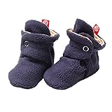 Zutano Cozie Fleece Baby Booties Girls Boys Unisex- Navy Blue / Orange- 6M