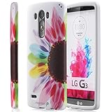Fosmon MATT-DESIGN Rubberized Protective Hard Case for LG G3 [All carriers] - Retail Packaging (Colorful Sunflower)