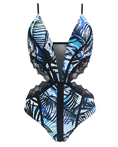Ruuhee women cute one piece swimsuits lace ruffled scrunch bathin…