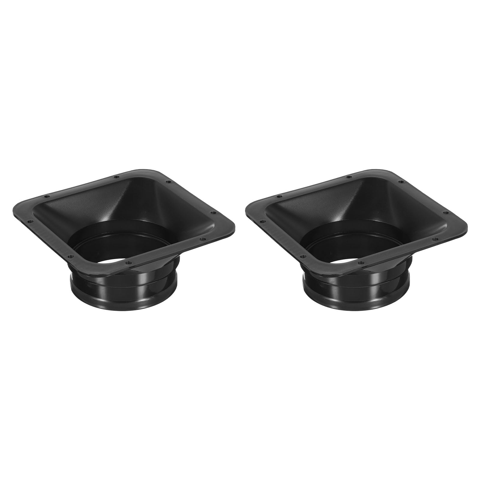 PATIKIL 4" Duct Connector Flange, 2pcs PP Dryer Vent Wall Plate Square to Round Straight Ducting Plate for Air Heating Cooling Ventilation Exhaust Fan, Black