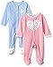 Carter's Baby Girls' 2-Pack Cotton Sleep and Play, Heart/Kitty, 9 Months