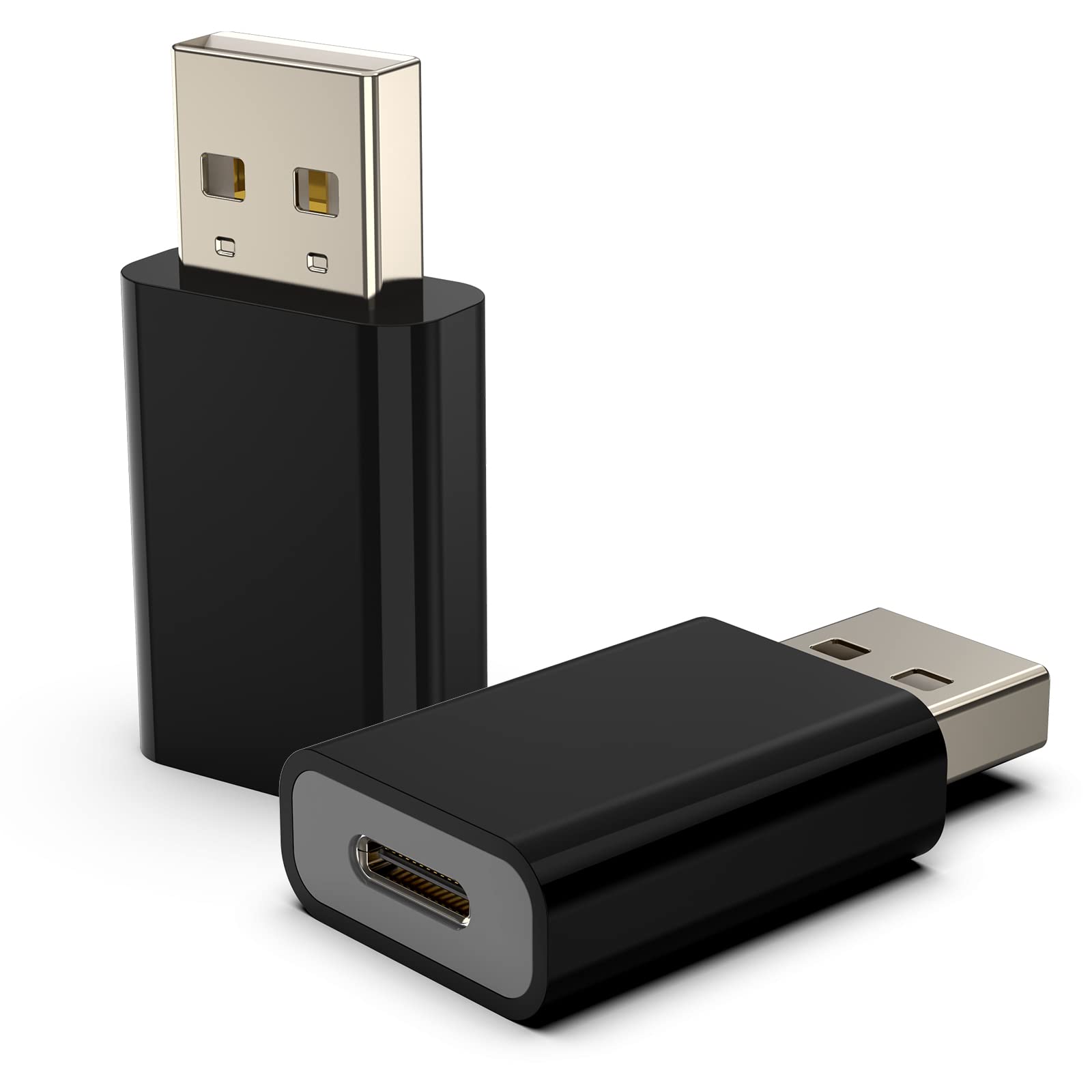 USB to USB-C Female Adapter Pack-2,Compatible with Apple Watch SE/7/8/9/10/Ultra MagSafe Charger,Type-C Charging Cable Converter for iPhone,iPad,AirPods,Car USB Charger and USB-C Cable