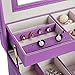 SONGMICS Jewelry Box, Girls Jewelry Organizer, Lockable Mirrored Storage Case, Gift Idea, Purple UJBC114P