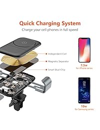 TORRAS   Cargador de coche inalámbrico para iPhone XS XS Max XR X 8 8 Plus, Samsung Galaxy S10, S10+, S9, S9+, S8, más
