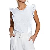 EZBELLE Women's Summer Sleeveless Ruffle Shirts Tank Top Trendy Office Tshirt Ladies Clothes
