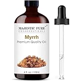 Majestic Pure Myrrh Essential Oil - Huge 118 ml - 100% Pure and Natural Oil for Soap Making Scent- Premium Grade with Glass D