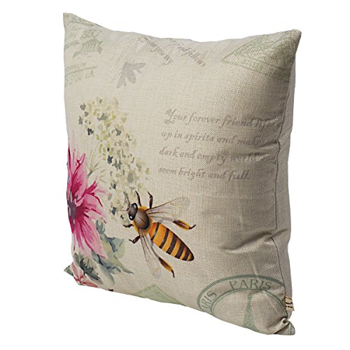 ONWAY Outdoor Garden Decoration Bee/Butterfly/Dragonfly/Ladybug Pillow Case Leaf/Lavender/Flower Decorative Throw Pillow Covers 18 x 18 Inches, Set of 4 - Thumbnail 3