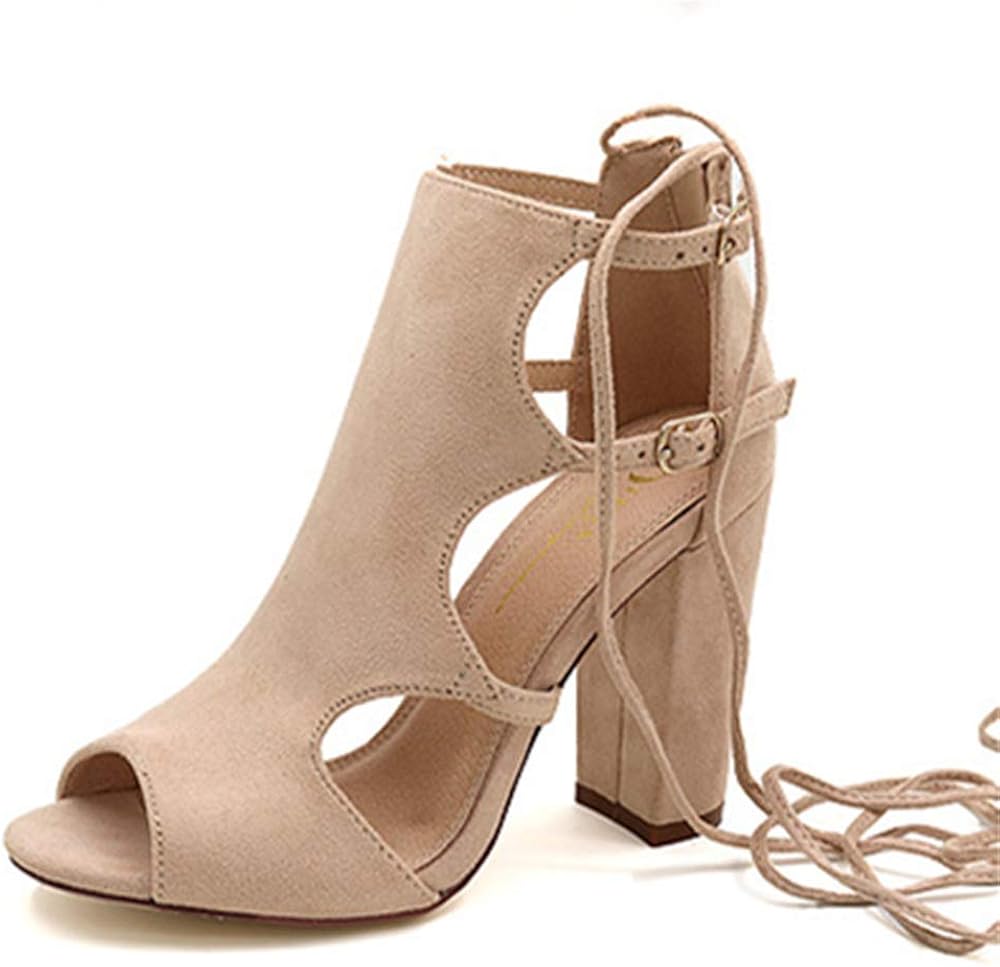 thick heel lace up heels