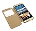 M9 Case, Pasonomi® [Smart Window View] HTC One M9 Folio Wallet Case - Slim Flip Leather Case For HTC One M9 Smartphone (Golden)