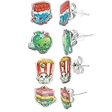 Shopkins Stainless Steel Trio Earrings Set D'Lish Donut , Wishes , Apple Blossom
