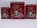 Blissful Christmas Themed tins, Shabby Chic,Square red color Set of 3 storage tin