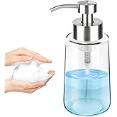 GLUBEE Thick Glass Soap Dispenser with Rust Proof Stainless Steel Pump, Clear Foam Soap Dispenser with Wide Opening for Kitchen and Bathroom(15 Oz)