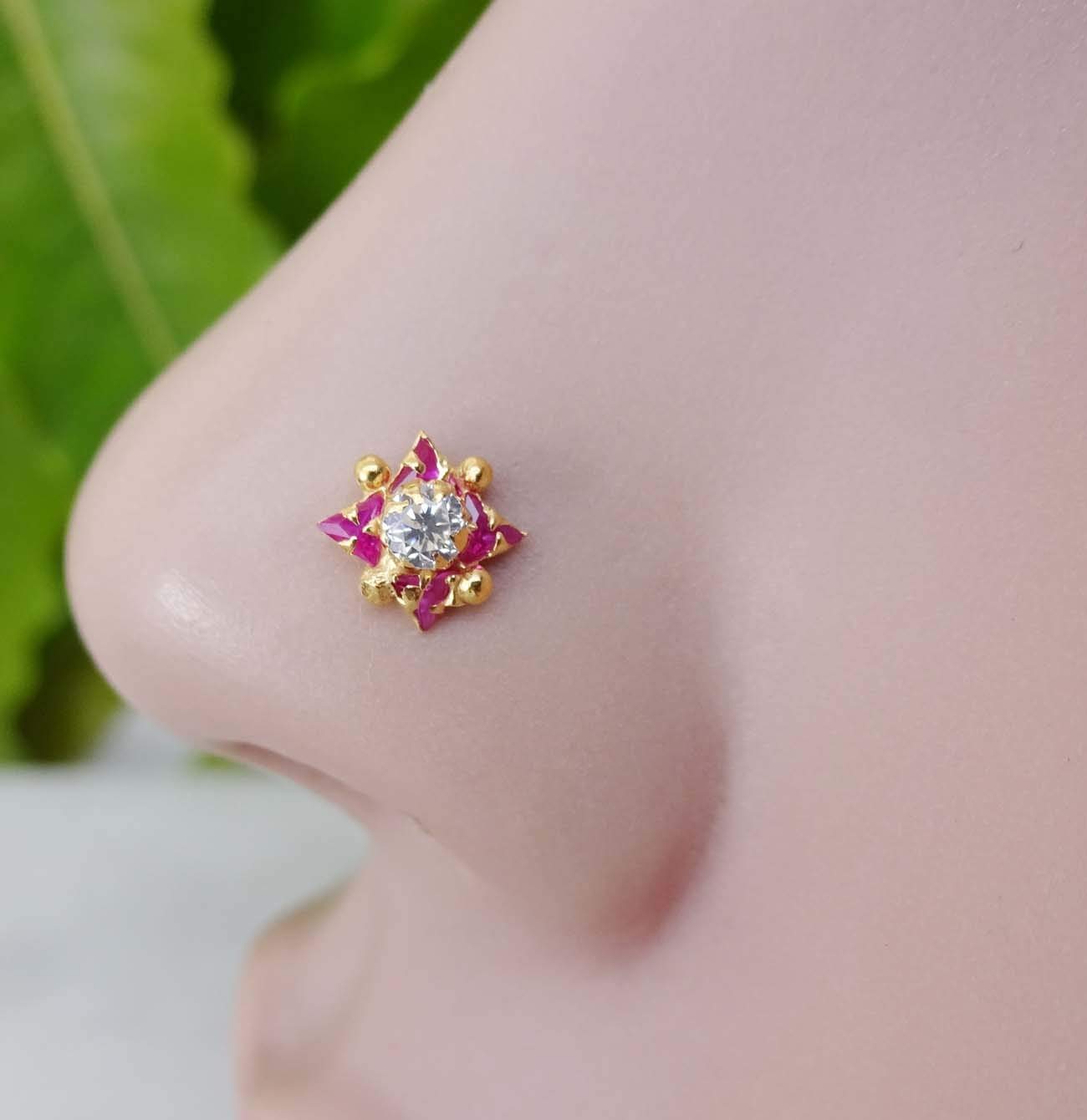 Ruby Diamond Nose Stud,Fresh Trends Diamond Nose Stud,Gold
