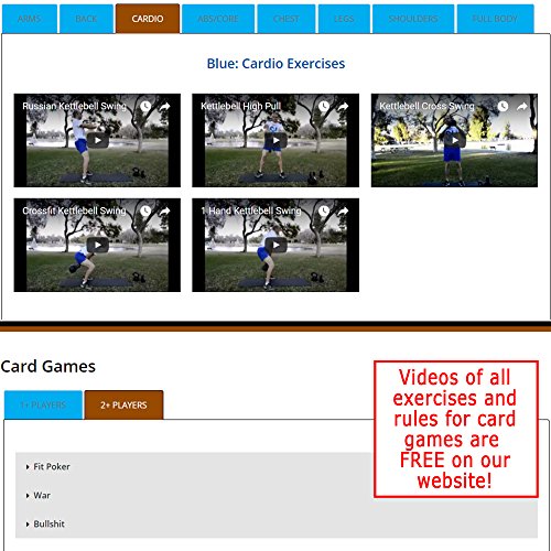 Stack 52 Kettlebell Exercise Cards Duo Pack. Kettlebell Workout Playing Card Game. Video Instructions Included. Learn Kettle Bell Moves and Conditioning Drills. Home Fitness Training Program. - Thumbnail 6