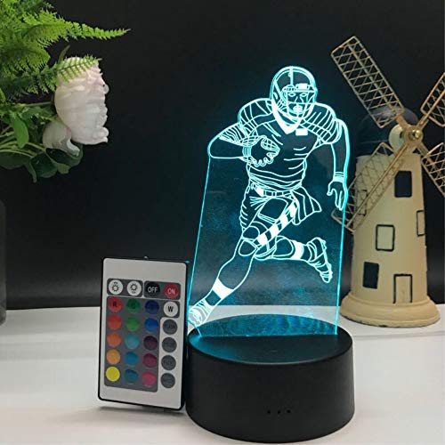3D Illusion LED Night Light,7 Colors Gradual Changing Touch Switch USB Table Lamp for Holiday Gifts or Home Decorations (Remote Control ，Football Player，Rugby Light) - Thumbnail 5