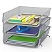 Simple Houseware Stackable Desk File Document Letter Tray Organizer, 3 Packs, Silver