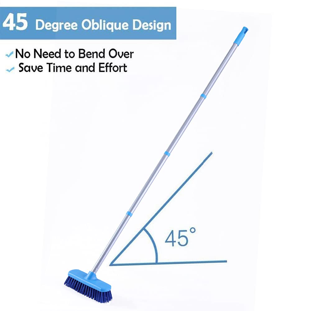 Deck Brush with Long Handle - Floor Scrub Brushes for Cleaning Shower, Stiff Bristle Scrubbing Brush, 50