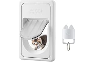 AJKJ Smart Electronic Pet Door, Automatic Cat Dog Door with 3 Modes, Battery Powered Electronic Sensor Pet Door with 1 Sensing Key, Fit for Small/Medium Pets Up to 35lbs - Small Size