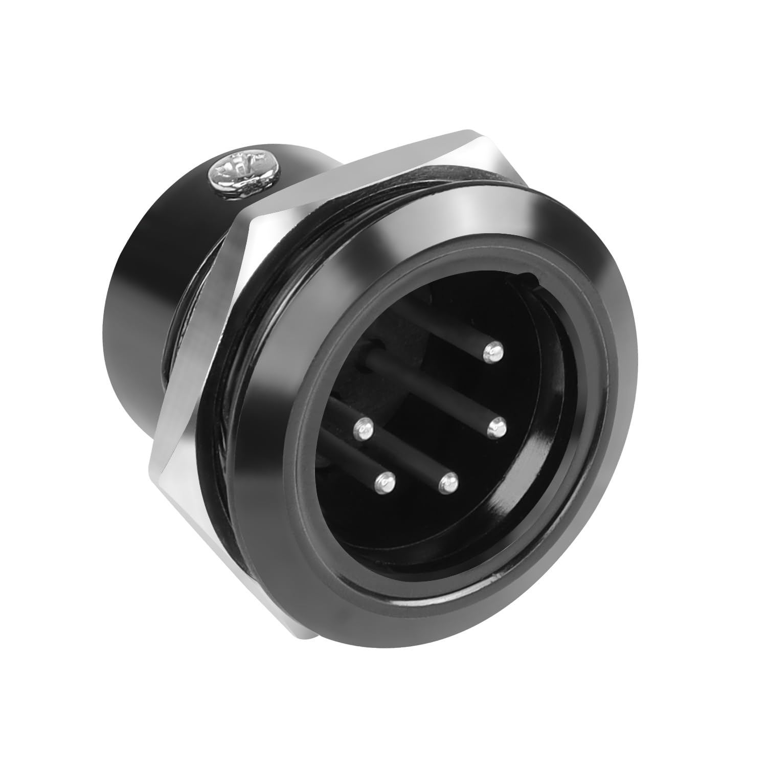 QIANRENON 5 Pin XLR Threaded Fixed Mount Adapter 5 Poles XLR Male to Solder Terminal Round Connector 5Pin XLR DMX Mount Socket, for Mixing Console Amplifier Sound RDM/DMX Stage Lighting, Black