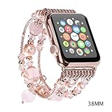 JOMOQ Apple Watch Band, Fashion Sports Beaded Bracelet Replacement iWatch Strap Band For Women Girls, Apple Watch Series 38mm/42mm