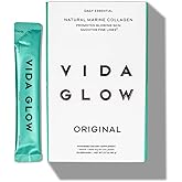 Vida Glow Marine Collagen Powder - Anti Aging Supplement with Collagen Peptides, Promotes Glowing Skin, Strong Nails, Healthy Hair | 30 Servings, Original Flavor