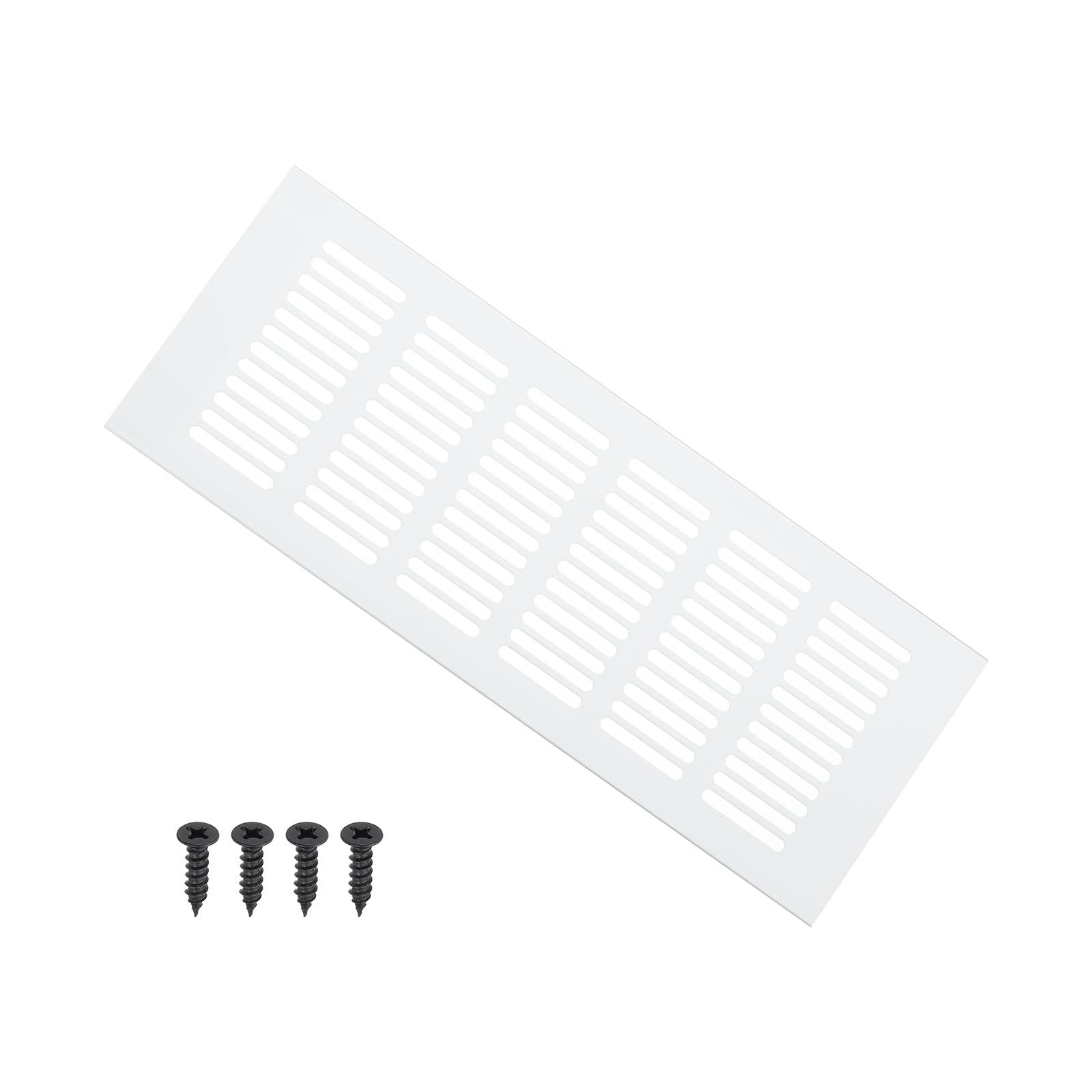 PATIKIL 10 x 4 Inch Door Air Vent Cover, 1 Pcs Heavy Duty Aluminum Grille Ventilation Cover Louvered with Mounting Screws for Cabinet Wardrobe Door, Silver