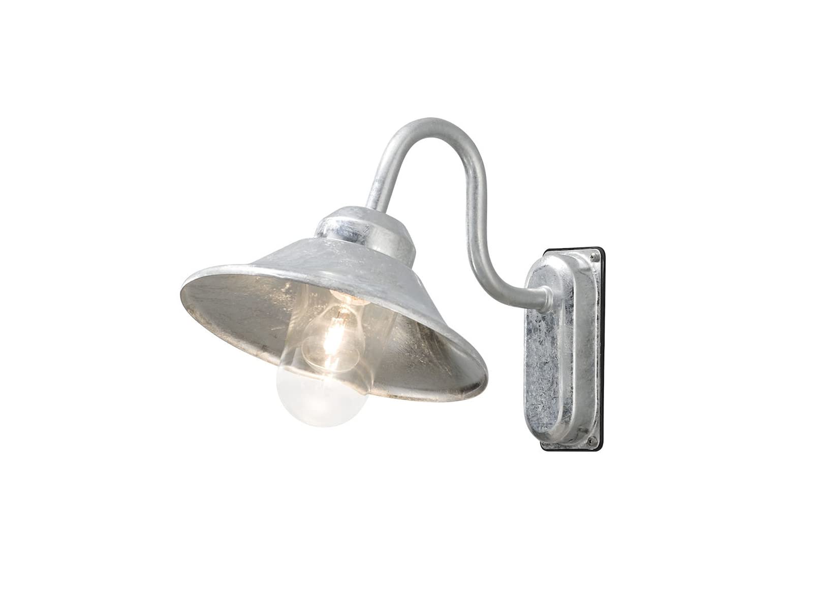 Konstsmide Handmade Outdoor Wall Lights Mains Powered/Vega Down Swan Neck Outdoor Wall Light/1 x 60 W E27 Max Wall Lamp/Clear Glass Globe/RAW Galvanised Steel/IP23/Galvanised Steel — image 1