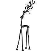 Reindeer Christmas Decor, 2025 Christmas Decorations Set of 2 Black Metal Reindeer Statues, Modern Metal Xmas Figurines, Eleg