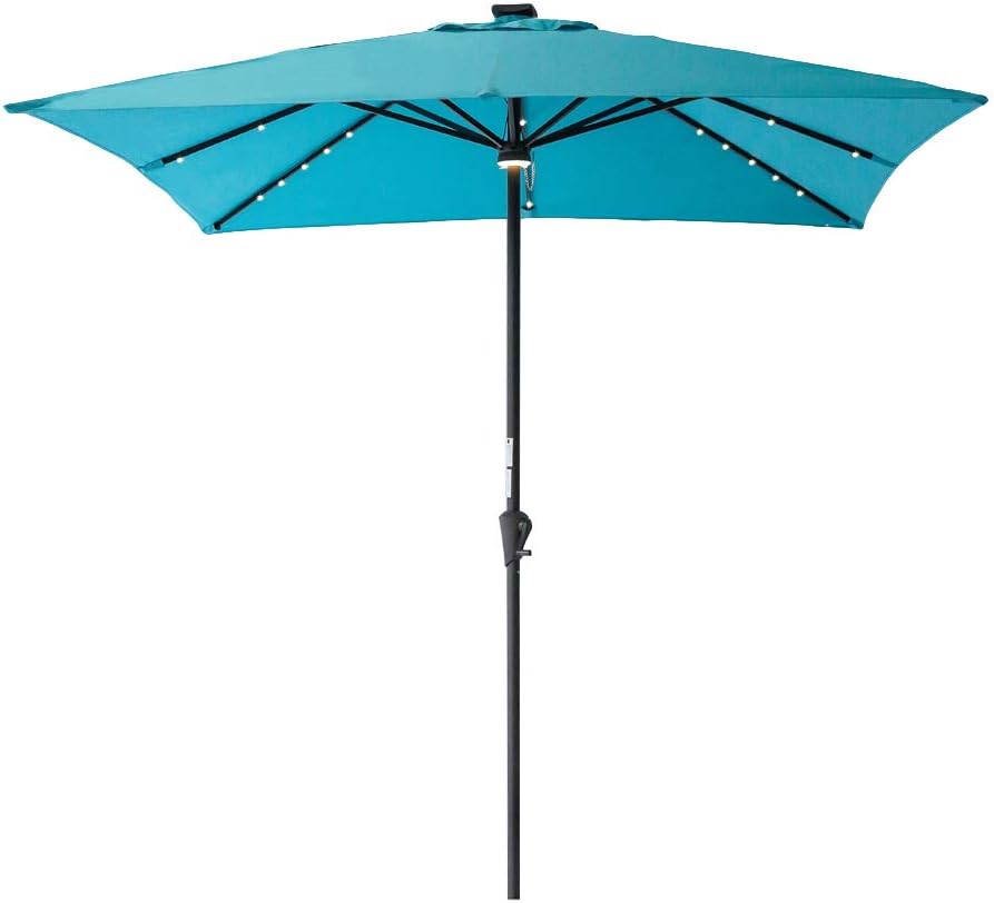 C Hopetree Rectangle Outdoor Patio Umbrella Solar Led Lighted 66 X 10 For Rectangular Table Deck Garden Or Poolside Beige Umbrellas Patio Lawn Garden Malibukohsamui Com