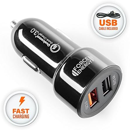 USB Car Charger – Portable Charger - Car Adapter with Dual USB Ports for Samsung Galaxy Note 8 / S8 / S8 Plus / S7 , LG and More (Black)