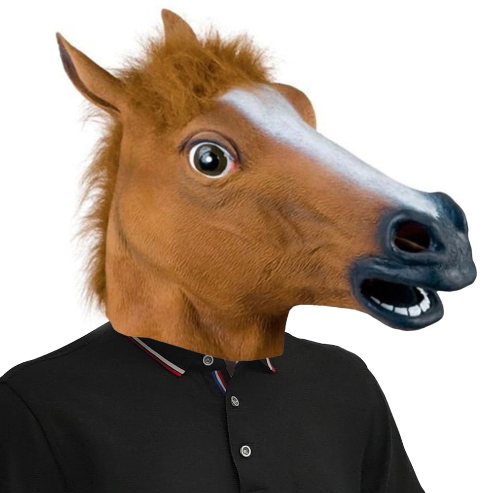 PHIEZC Horse Mask, Halloween Latex Animal Mask for Christmas Party Decoration, Adult