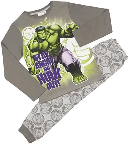 Childrens Character Hulk Pyjamas Night Wear Long Sleeved Cuffed Ankle Lounge Wear Age 7-13 Years