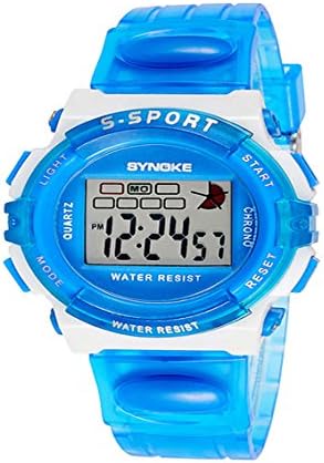 Unisex chilren's watch/for age above three/Adorable/Alarm Clock/Digital showing/ calendar/ Night light/water resistance-Intangible Blue