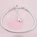 RUBYCA 5pcs White Silver Plated Heart Lobster European Snake Chain Bracelets fit Charm Beads 8.3