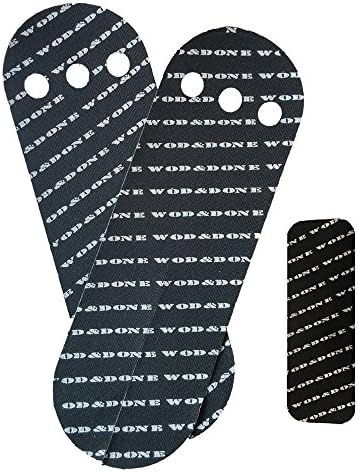 Wod and Done Grips and Hook Grip Bundle - Black 20 Grips / 24 Hook - Self Adhesive - Skin Tight - Chalk and Sweat Friendly